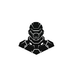 Futuristic Soldier Silhouette on White Background