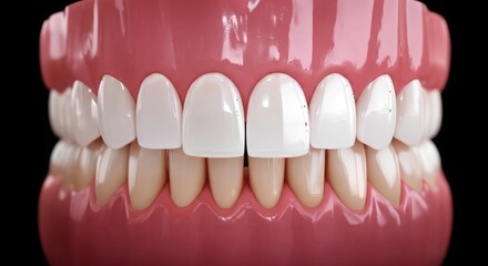 Fototapeta premium Close up of a realistic dental model showing upper and lower teeth