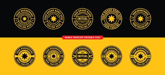 logo badge template with circle layout with text editable for clothing, sport, and apparel