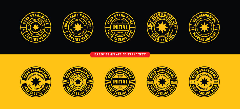 logo badge template with circle layout with text editable for clothing, sport, and apparel