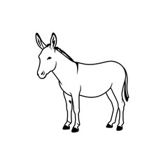 Obraz premium Profile View of a Donkey with Braided Mane, Simple Line Art Illustration