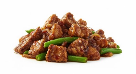 Delicious stir fried beef and green beans with savory sauce