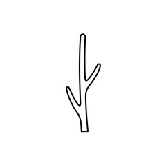 Fototapeta premium Simple Line Drawing of a Small Branch with Two Side Branches