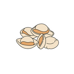 Artistic Illustration of Freshly Cracked Pistachios with Detailed Outlines.