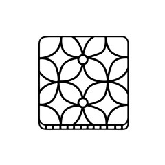 Square Floral Pattern Design with Bold Outline and Dotted Border