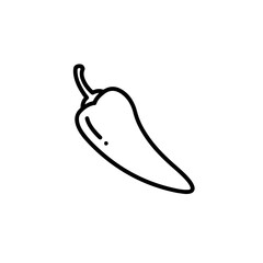 Bold Line Art Illustration of a Single Chili Pepper
