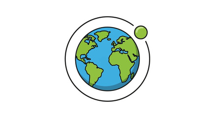 Earth Globe with Satellite Orbiting Around