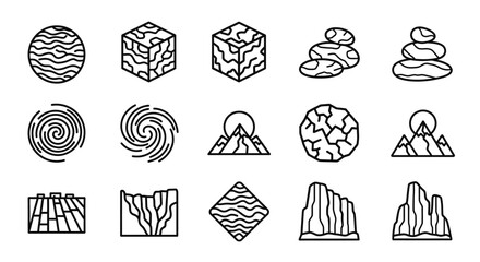 Geometric Nature Elements Line Icons