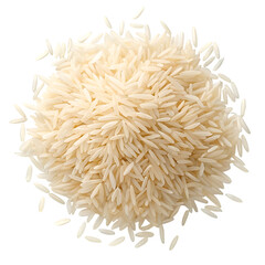 Top View Of Long Grain White Rice Pile Isolated On Black Background basmati