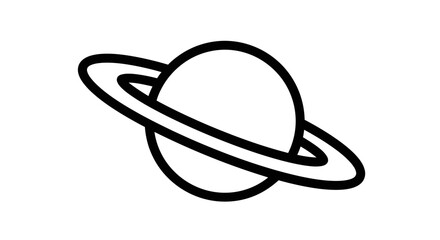 Simple Black and White Planet with Rings Illustration