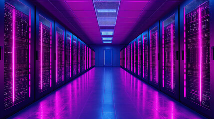 Fototapeta premium Glorious network server room with computers for digital tv ip communications
