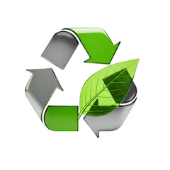 Recycle Symbol with Leaf Represents Environmental Awareness and Sustainable Future