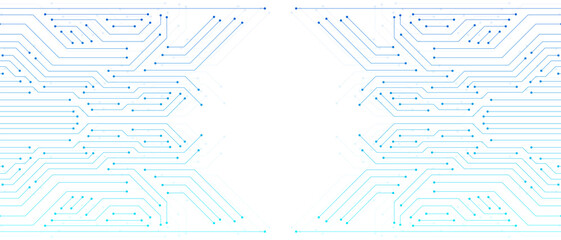 Blue circuit board electronic background. Motherboard, CPU, Processor and Artificial Intelligence Concept. Digital Microchip Semiconductor