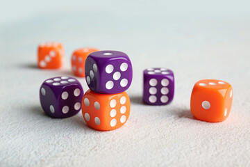 Different dices on light background