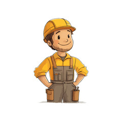 contruction worker hand drawn illustration