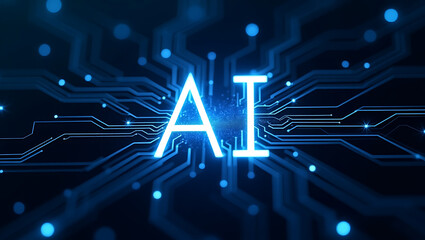 Obraz premium ai blue circuit board background