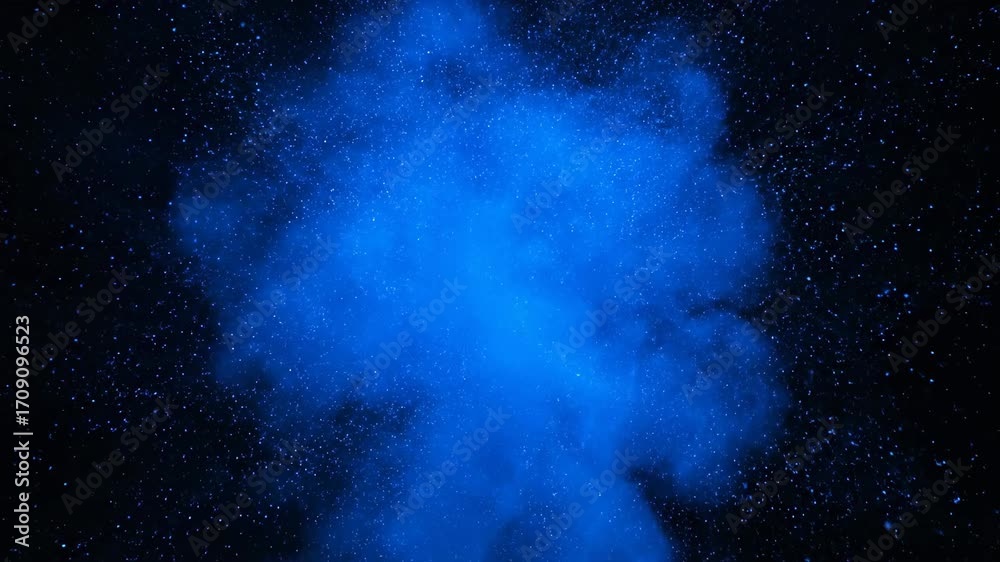 Wall mural a mesmerizing blue glowing dust cloud slowly expands and contracts, creating an undulating, seamless