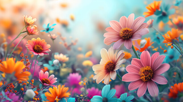Beautiful array of colorful flowers creating a lively background