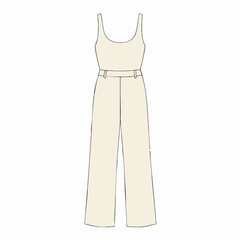 Cream-colored jumpsuit with tank top style bodice and wide-leg pants illustration