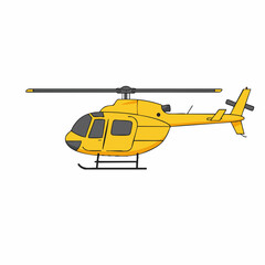 Vivid Yellow Helicopter Side Profile Illustration