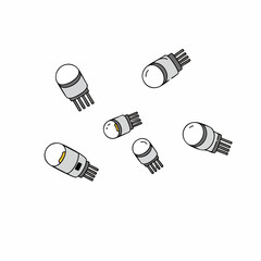 Scattered LED Light Bulbs with Metallic Base and Filament Detail