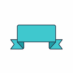 Teal Rectangular Banner with Triangular Tails Design Element