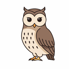 Adorable Cartoon Owl with Brown Feathers and Large Eyes