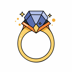 Sparkling Gold Ring with a Large Faceted Sapphire Gemstone