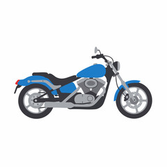 Obraz premium Sleek Blue Cruiser Motorcycle Side Profile Illustration