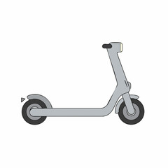 Modern Gray Electric Scooter Illustration with Distinctive Design Details