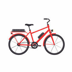 Red Electric Bicycle with Solar Panel for Sustainable Transportation