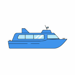 Simple Outline of a Blue Ferry Boat