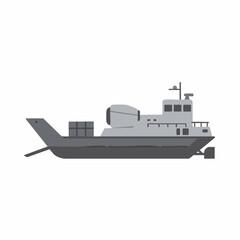 Gray Military Hovercraft with Cargo Hold