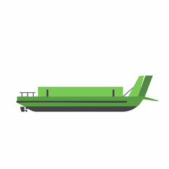 Green and Black Modern Boat Design with Unique Tail Fin and Propeller