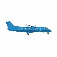 Blue Turboprop Aircraft with Visible Propeller and Detailed Fuselage Design