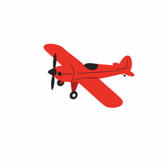 Bright Red Airplane with Black Propeller and Simple Design