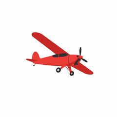 A Vibrant Red Airplane in Flight, Simple and Stylized