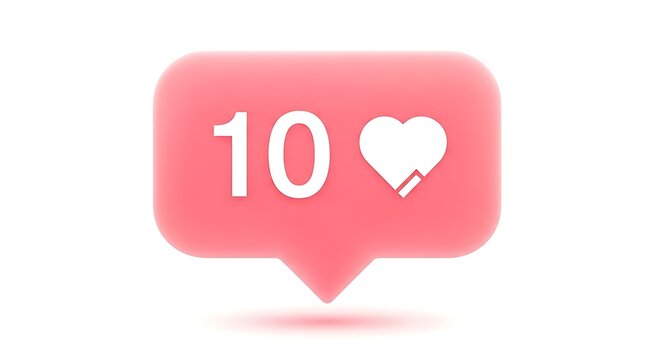 Social Media Like Counter, Heart Icon, Pink Bubble.