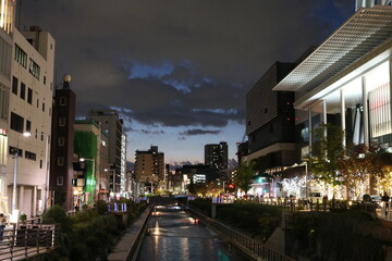 Fototapeta premium night view of the city with river