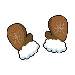  fluffy brown gloves with a snowflake design