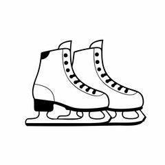 Black and White Pair of Ice Skates Ready for Winter Fun
