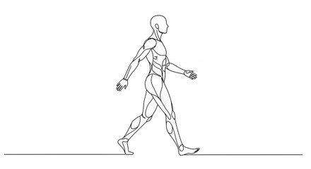 Line art illustration of person walking