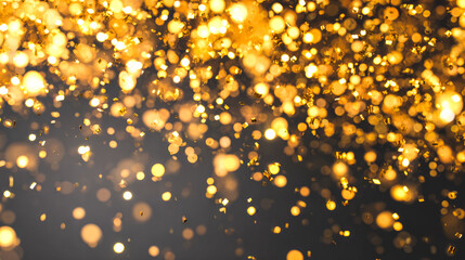 Golden confetti falling gracefully against a warm abstract background, evoking celebration.
