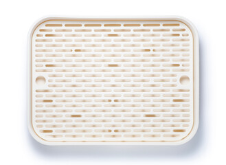 plastic drain tea tray on white background, top view