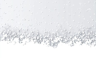 A softly textured, light gray background with a border of white snowflakes and stars