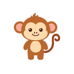Obraz premium A cute cartoon monkey smiling at the viewer with a happy expression