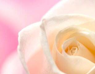 Fototapeta premium Elegant peach rose blossom against a soft pink backdrop perfect for romantic greetings, wedding invitations, or heartfelt messages of love and appreciation for special occasions