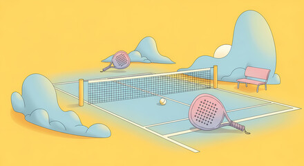 Obraz premium Padel Paradise A Serene Day on the Court