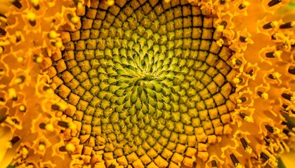 Vibrant sunflower heart blooming with summer energy, golden petals creating a stunning natural pattern, conveying warmth and joy, perfect for botanical designs and uplifting creative projects