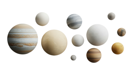 Celestial Bodies in Minimalist 3D Space Composition